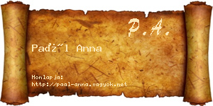 Paál Anna névjegykártya